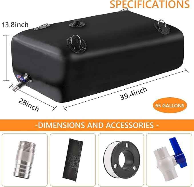 Water Tank, Water Storage Bladder, Portable Water Tank, Water Bladder Tank, Large Water Storage, Water Storage Containers for Camping, Garden, Emergency Water Storage Black