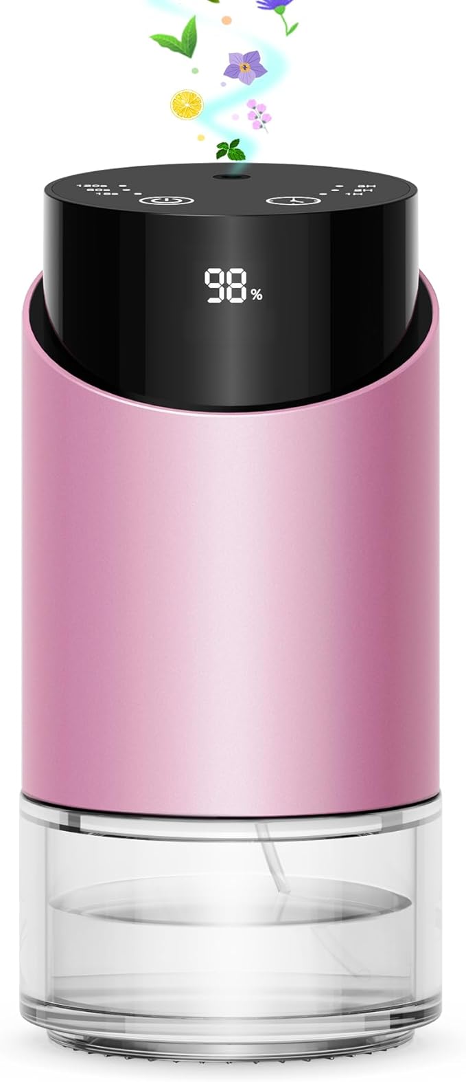 Waterless Essential Oil Diffuser Aromatherapy Scent Diffusers for Home Large Room, Car, Office, Desk, Mini Battery Operated Cordless Air Freshener, 4 Timers & 3 Mist Levels, 100ml Capacity (Pink)
