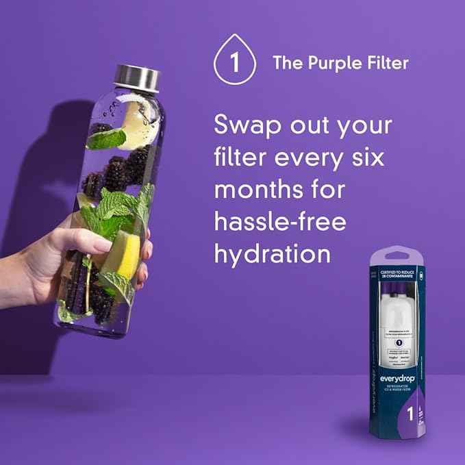 everydrop by Whirlpool Ice and Water Refrigerator Filter 1, EDR1RXD1, Single-Pack , Purple