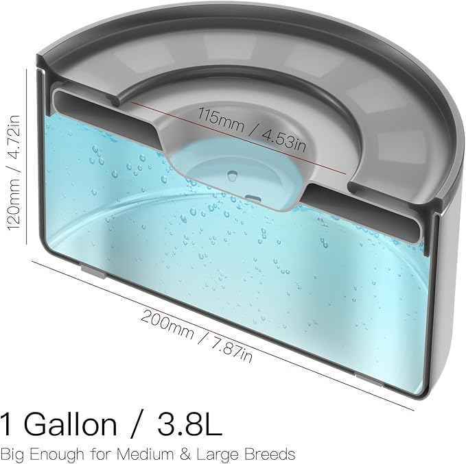 1Gallon No Spill Water Bowl for Dogs, Double-Wall Stainless Steel with Splash-Proof Paws Lid and Floating Disk, Non-Slip Base, Easy to Clean Slow Water Feeder for Large Medium Dogs
