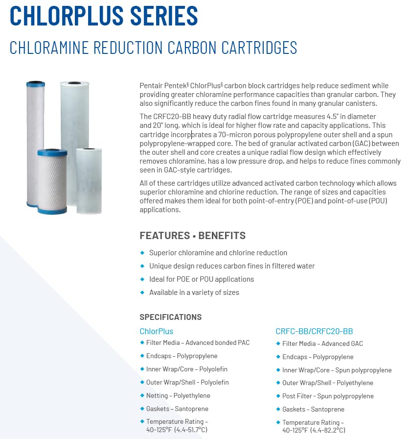 Pentair Pentek ChlorPlus Protect 10 Carbon Block Water Filter