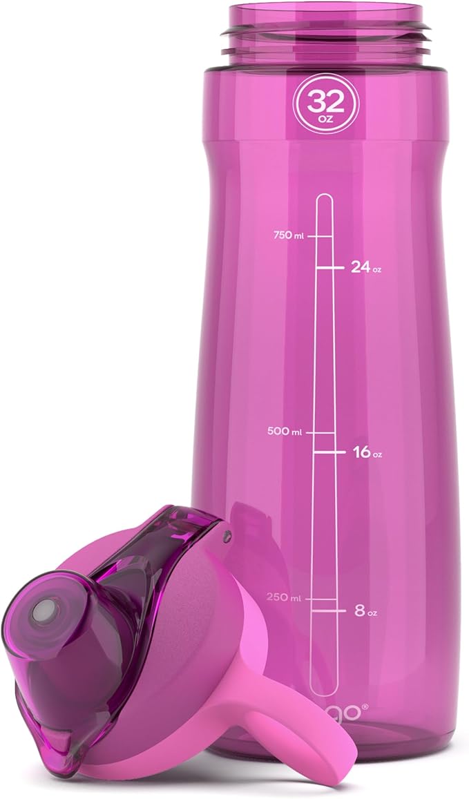 Pogo BPA-Free Plastic Water Bottle with Chug Lid, Fuchsia, 32 oz.