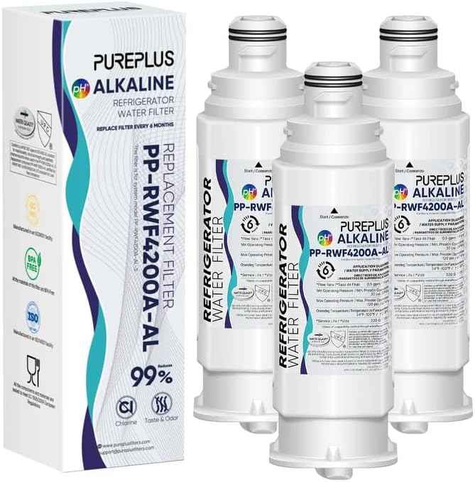 PUREPLUS Alkaline DA97-17376B Replacement for Samsung HAF-QIN/EXP, DA97-08006C, RF28R7351SG, RF28R7201SR, RF28T5001SR, RF24R7201SR, RS27T5200SR, RF23M8590SG, RWF4200A Refrigerator Water Filter, 3 Pack