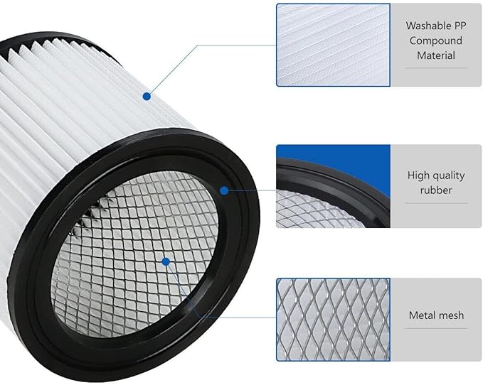 HEPA Vacuum Cleaner Replacement Filter Compatible with Shop-Vac 90398, 903-98, 9039800, 903-98-00 Hangup Wet/Dry Vacuum Cleaner Spares Cartridge Filter (Pack of 4+8) - AquaVibe