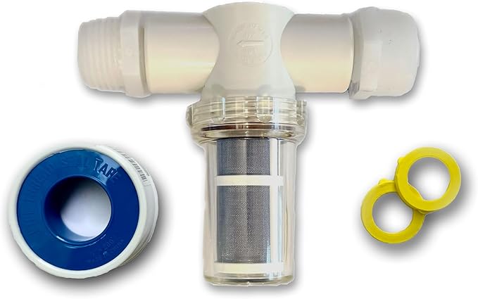 Bouncer Hose Boss Garden Hose Filter, Quality Made in The USA, 3/4 inch Connections, Stainless Steel 80 Mesh Screen, Includes Hose washers and Teflon Thread Tape