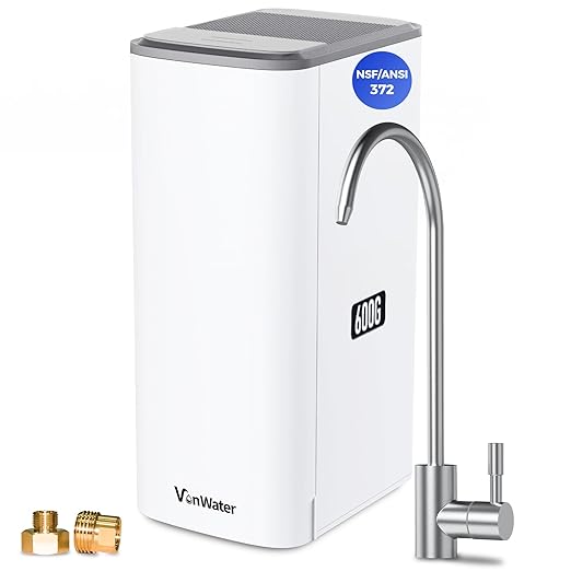 All-in-1 600GPD Under Sink Reverse Osmosis Water Filter, Tankless RO Water System, Multistage Filtration System, Reduce TDS PFAS, NSF/ANSI 372,FCC,FDA,CA65 Listed, 2:1 Pure to Drain, V1-600N