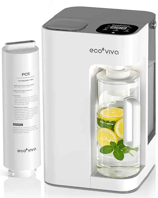 Mate 3 Reverse Osmosis Water Filter Countertop, 3:1 Pure to Drain, Smart Autofill Pitcher, No Installation Water Purifier, 8 Stage RO Water Filtration, with Remineralization, White