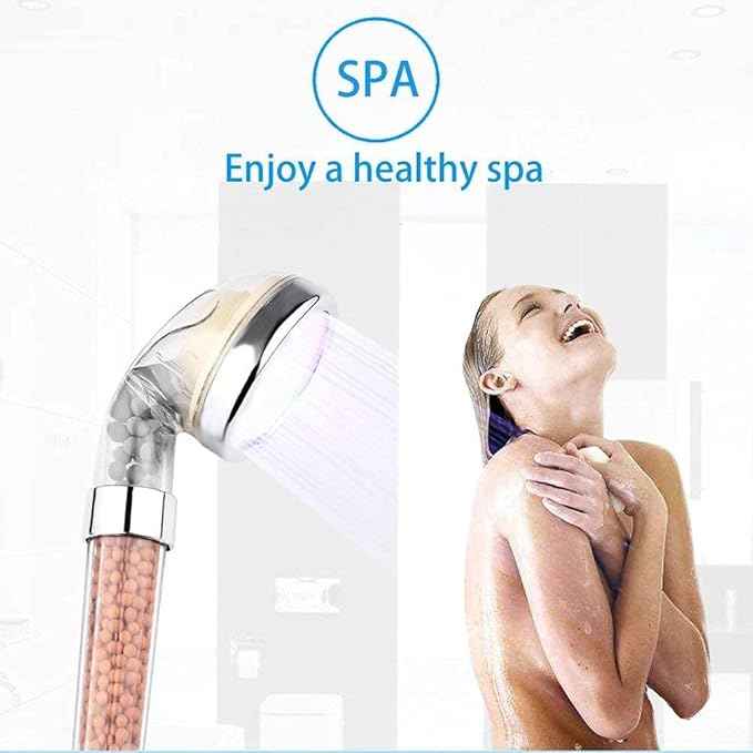 PRUGNA LED Shower Head with Hose and Shower Arm Bracket, High-Pressure Filter Handheld Shower for Repair Dry Skin and Hair Loss - 7 Colors Change Cyclically