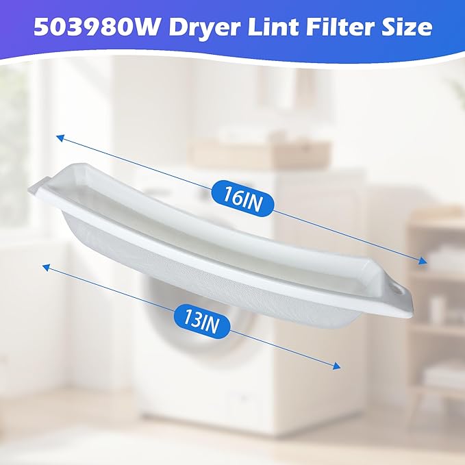 503980W Dryer Lint Filter, Compatible with Speed Queen Amana Alliance Laundry Systems, Replaces AP6329015 PD00042786 TU21443 D503980W 503980, Mesh Vent Screen