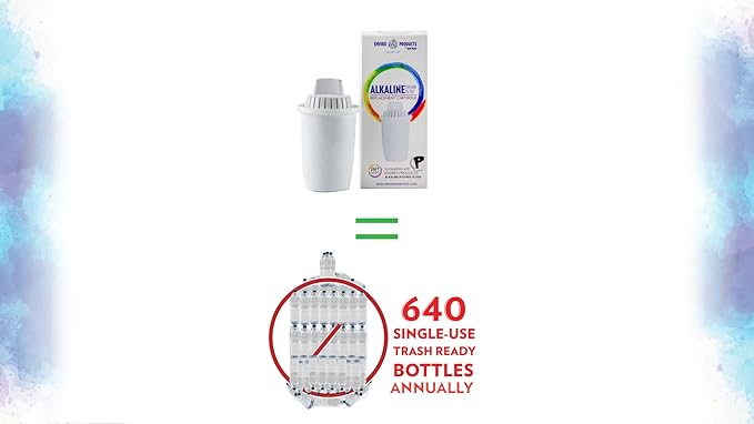 New Wave Enviro Products Alkaline Pitcher Filter Replacement Cartridge, Single Replacement, 64 Gallon Filter Life, White
