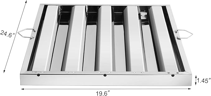New Star Foodservice 54408 Stainless Steel Hood Filter 20" W x 25" H, Set of 6 - AquaVibe