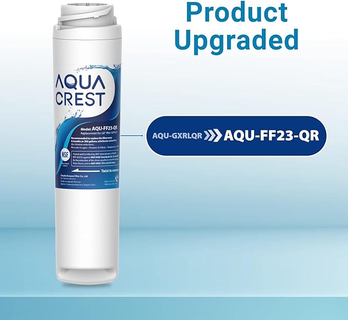 AQUA CREST GXRLQR NSF/ANSI 401 Certified, Replacement for GE SmartWater Twist and Lock In-Line GXRLQR Water Filter, Reduces PFAS, PFOA/PFOS (Pack of 3)