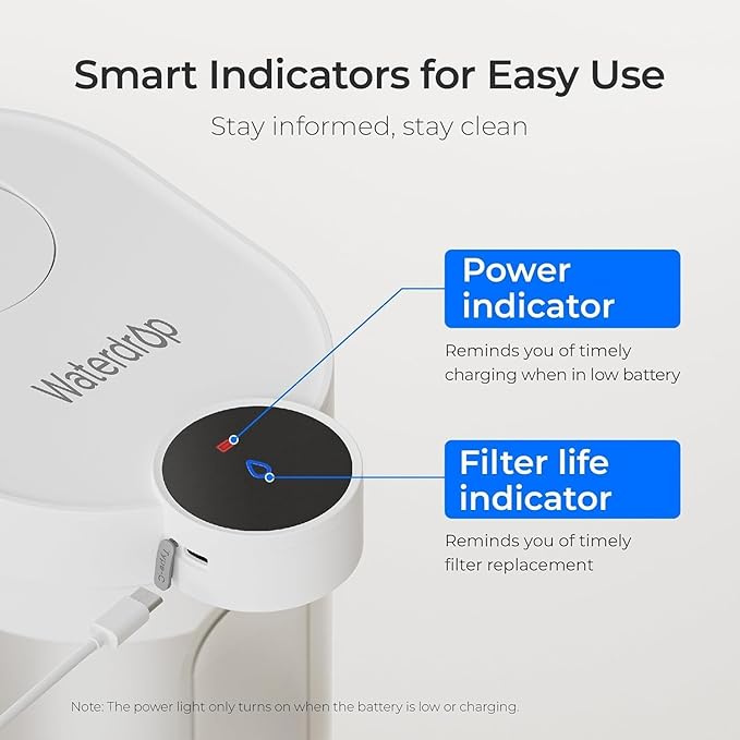 Waterdrop WD-EWFS Replacement Filters for Waterdrop FreshTaste Rechargeable Electric Pitcher 𝐖𝐃-𝐄𝐃𝟎𝟔, 2 Months or 40 Gallons, Reduce Chlorine, Lead, Copper, Purify, Soften Water, 1 Filter