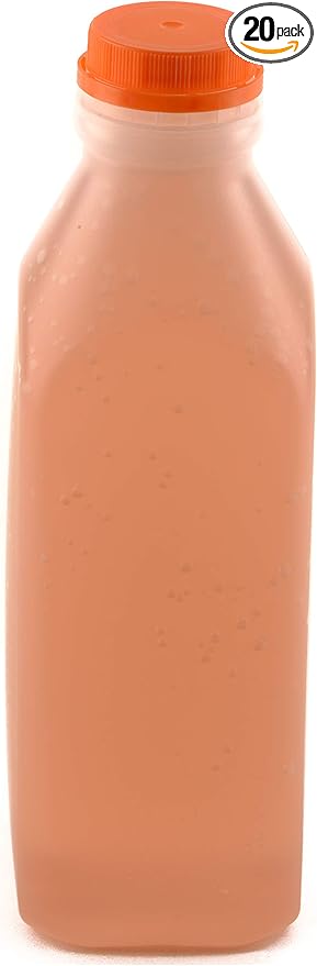 EcoQuality Empty Plastic Juice Bottles with Tamper Evident Caps 32 OZ - Smoothie Bottles - Ideal for Juices, Milk, Smoothies, Picnic's and even Meal Prep Juice Containers (32 Ounce) (20)