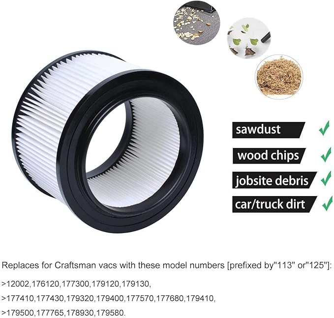 17810 Filter Compatible with Craftsman 4 Gallon Vacuum Filter,9-17810 Wet Dry Vacuum Filter Compatible with Craftsman 4 Gallon Replacement Filter (4 pack) - AquaVibe