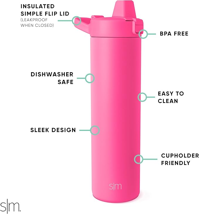 Simple Modern Filtered Water Bottle | Insulated Stainless-Steel Carbon Filter Travel Water Bottles | Reusable for Clean Drinking Water On The Go | 24oz, Raspberry Vibes