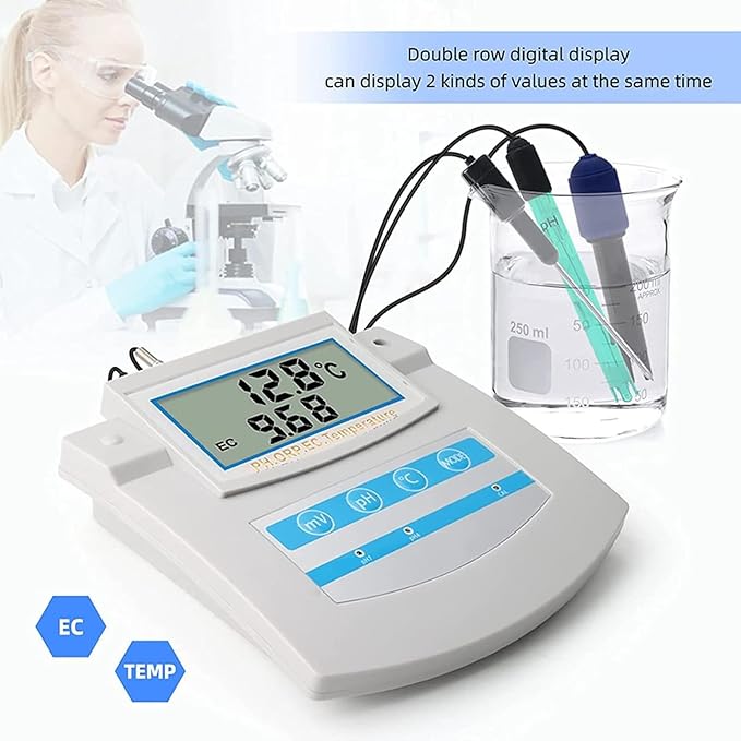 Smart Water Quality Monitor, 6 in 1 Water Quality Monitor PH ORP TDS EC CF Temperature Benchtop Tester Meter, 0°C~50° C Automatic Temperature Compensation, for Swimming Pool, Aquarium, Laboratory