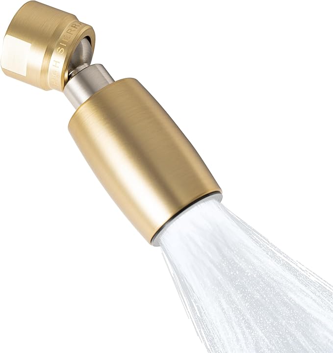 High Sierra Showerheads® - CLASSIC™ Solid Metal 1.25 GPM Award Winning, Ultra Low Flow Shower Head, Patented Nozzle Never Clogs - Brushed Gold Finish