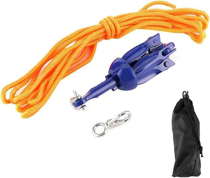 4 Tine Ship Anchor Boat Marine Folding Anchoring Kit 4‑Tine Anchor Rope Hook Watercraft Acc for Boats Kayak Canoe Sailboat