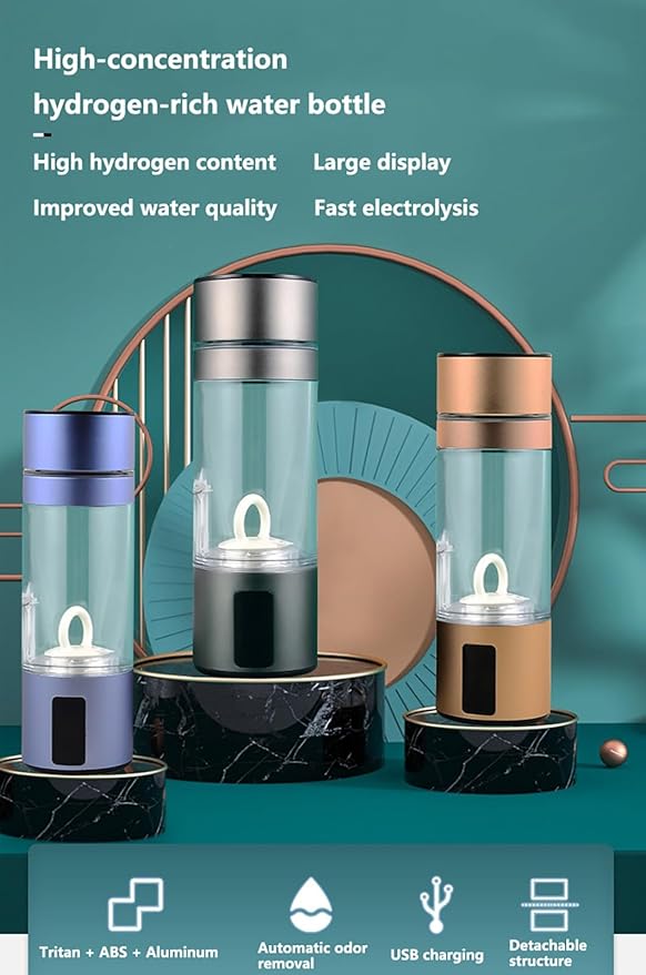 High-Concentration Portable Hydrogen Water Bottle Generator – 230ml Smart Rechargeable PEM Hydrogen Water Machine | Molecular Hydrogenated Water Cup for Travel, Office, Fitness Blue