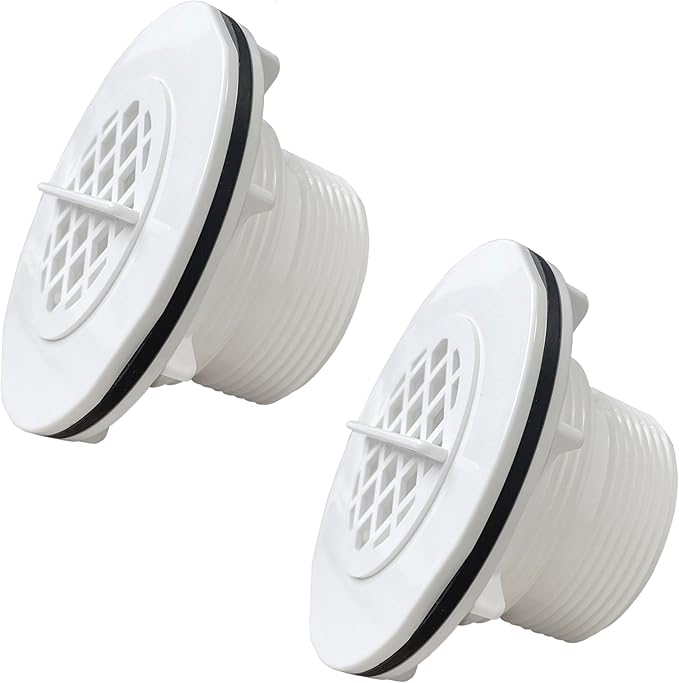 Threaded Inlet Strainer Kit for Stock Tank Pools,Stock Tank Pool Filter Kit, Intex Pool Accessories, Includes Rubber Washer, Strainer Nut and Grid, Fits Intex Filter Pumps with 1-1/2" Hoses (2 Pack) - AquaVibe