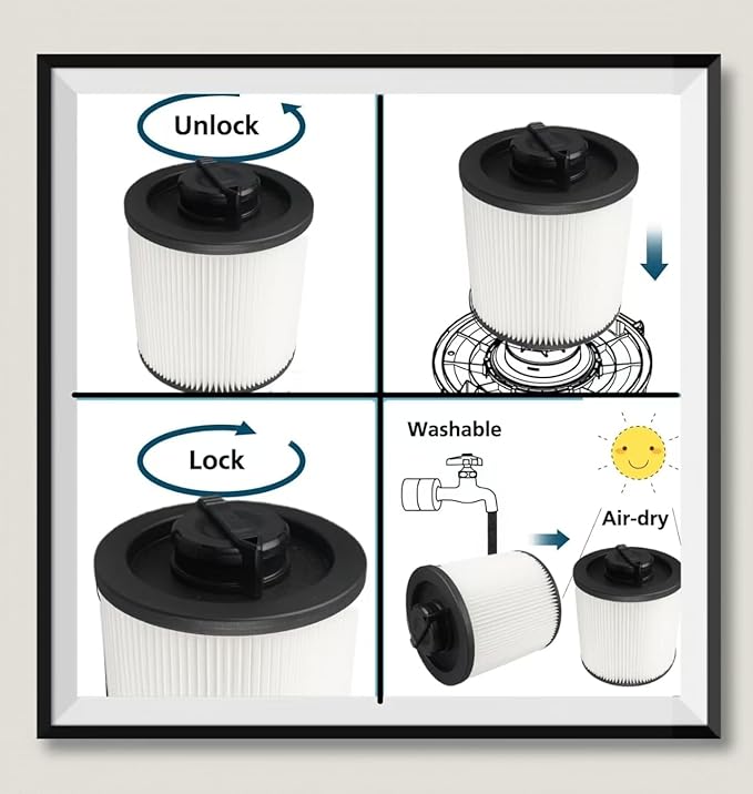 2 Pack DXVC6910 Cartridge Filter for vacuum filter replacement DEWALT Vacuum Cleaners 6-16 Gallo, wet/dry vac filter Compatible With DeWalt DXV10P DXV10PL DXV10SA DXV12P DXV09P DXV14P DXV16P DXV06P - AquaVibe