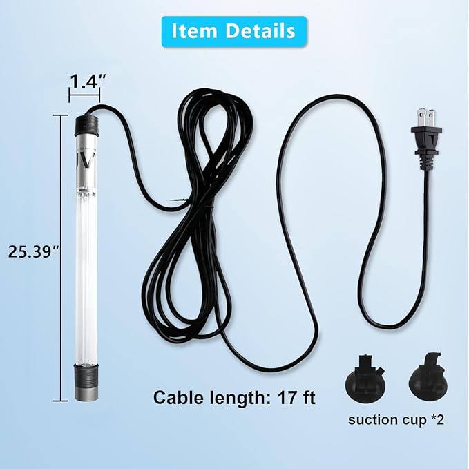100W Aquarium UV Light for 1000-10000 Gallon, UV Pond Water Clarifier for Koi Pond, Swimming Pool, Spa, Large Fish Tank, Cold Plunge UV Light for Pond Algae Control