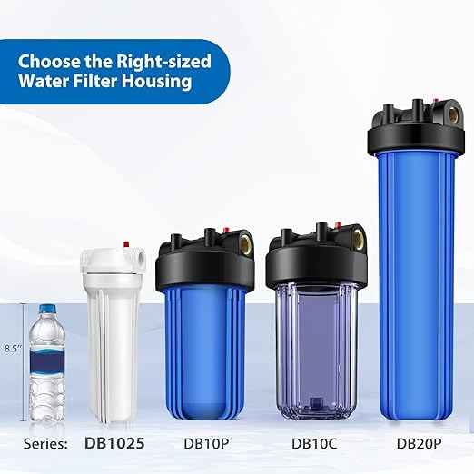 SimPure Whole House Water Filter Housing, Inline Water Filter for Home, Universal 10 inch Sediment Filter with 3/4 NPT Inlet and Outlet, Heavy Duty Steel Bracket, 4 Screws, Wrench (Pack of 2)