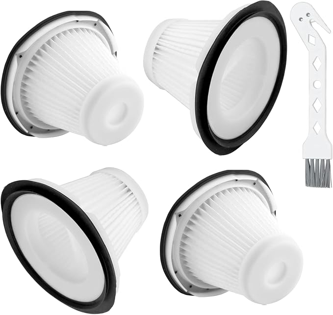 Replacement for BLACK & DECKER Hand Vacuum Filter compatible with VF200SP BDH2000SL/BDH1800S Vacs, Replace Part # 90543043-01, 4 * Black Decker vacuum filters, 1 Cleaning Brush By Improvedhand - AquaVibe