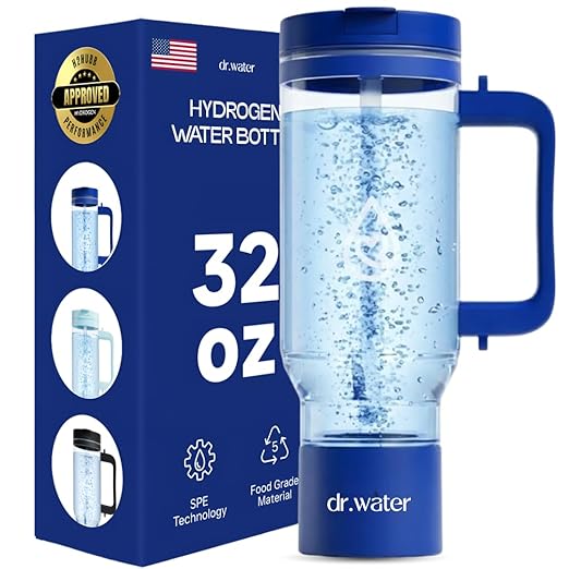 Hydrogen Water Bottle 32 Oz – Portable BPA Free Generator Tumbler with SPE/PEM Technology | Large Hydrogen Flask for Daily Hydration & Energy | H2 Infused Drinking Bottle Blue by Dr Water