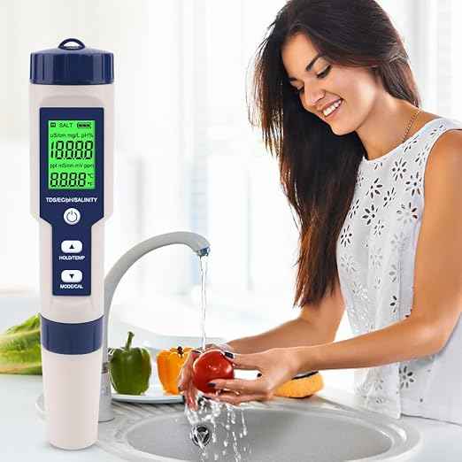 PH Meter for Water 5 in 1 PH Temp TDS and EC Meter,Salinity Meter,PH Tester Digital,TDS Meter Digital Water Tester&Pool Salt Tester for Swimming Pool.