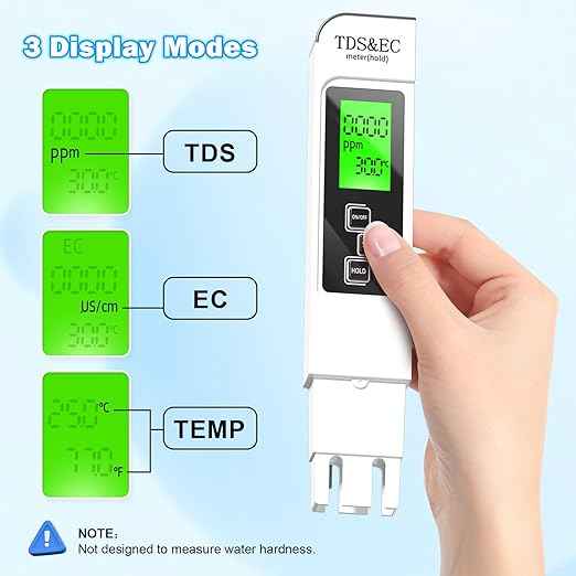 Water Testing Kits for Drinking Water- 4 in 1 TDS Meter TDS EC & Temperature(°C,°F) Meter,Accurate & Reliable Digital Tap, Well, Swimming Pool,Hydroponics, Aquarium, RO/DI System