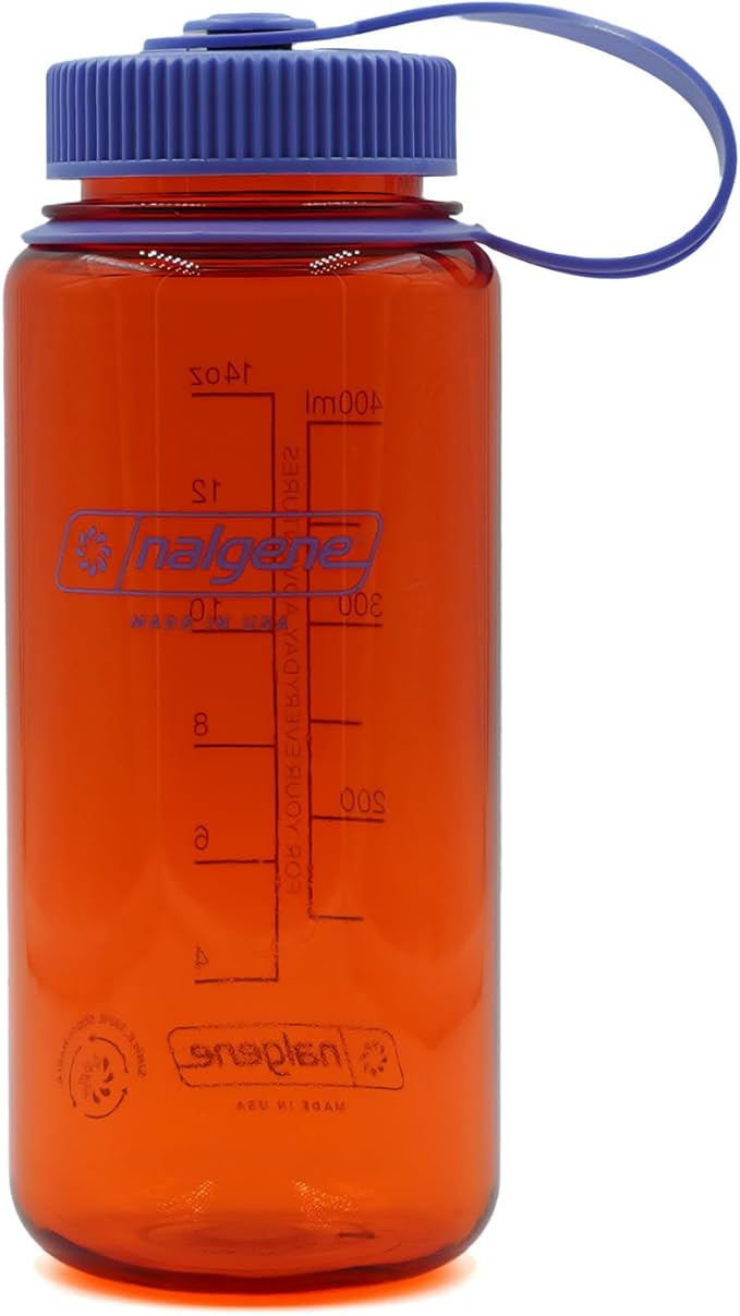 Nalgene Sustain Tritan BPA-Free Water Bottle Made with Material Derived from 50% Plastic Waste (Using ISCC Certified Mass Balance), 16 OZ, Wide Mouth, Marmalade Orange