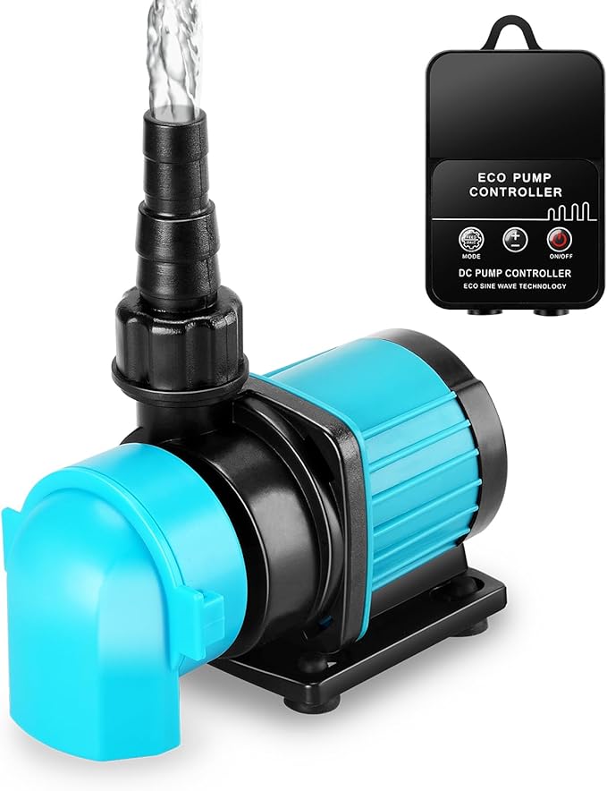 400GPH Aquarium Return pump with LCD display controller, 15W DC 24V aquarium pump for saltwater freshwater aquarium,fish tank,sump,20 speeds ECO Quiet Submersible and inline pump - AquaVibe