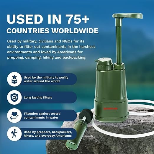 Survivor Filter PRO Extender Series - Portable Water Filter Pump with Extra Replacement Filters (Pack of 2)