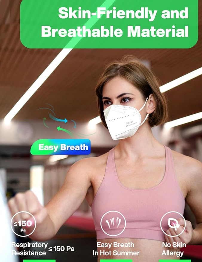 Boncare KN95 Face Mask 30 PCs, 5-Layer Face Mask for Men & Women, Updated Breathable, Comfortable (White) - AquaVibe