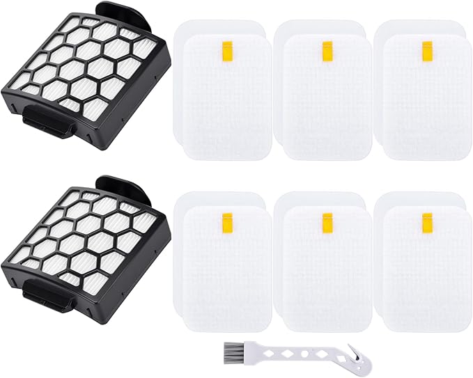 Artraise Filter Replacement for Shark NV255 NV251 NV151 ZU62 ZU60 ZU51 Navigator Zero-M Self-Cleaning Brushroll Pet Pro Vacuum, Part #1238FT60 & 1239FT60, 2 HEPA Filters 6 Foam 6 Felt Kit (Black) - AquaVibe