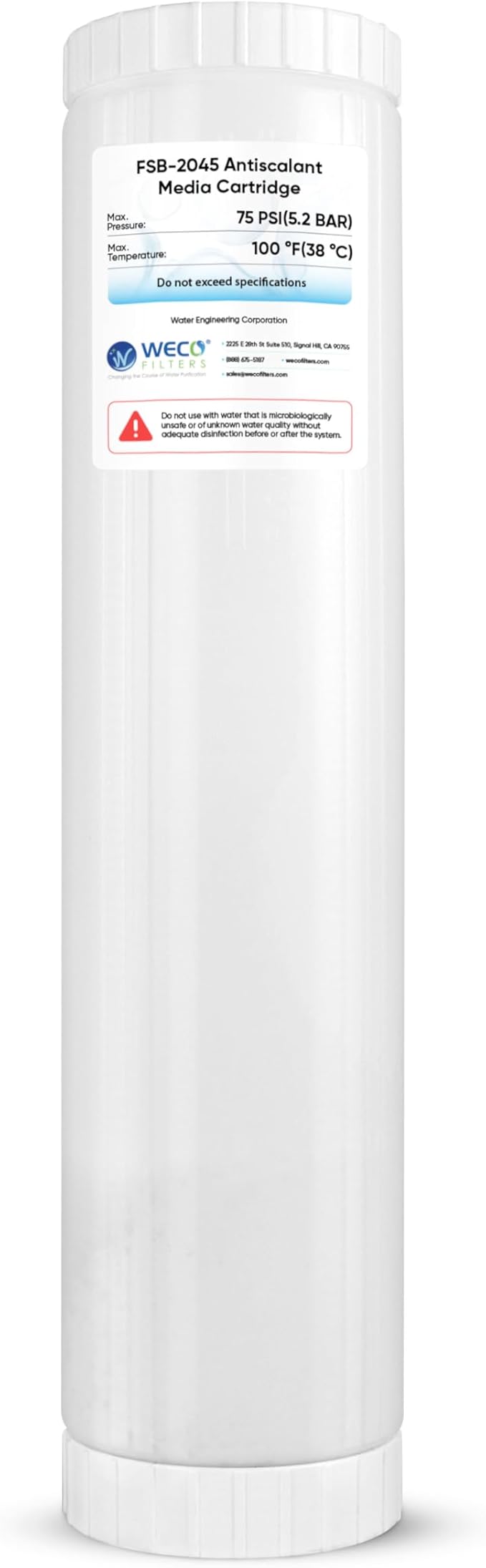 WECO FSB-2045 Filtersorb SP3 4 ½ " X 20" Water Filter Cartridge For Scale Reduction