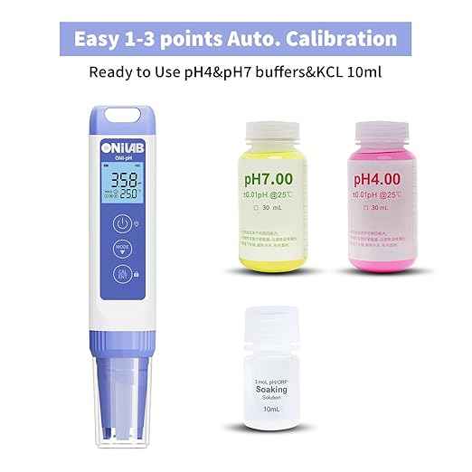 ONiLAB Digital pH Meter,0.01pH High Accuracy Pen Type pH Tester Kit,Waterproof, Auto Temperature Compensation, Easy Calibration,Replaceable Probe