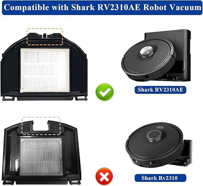 Vacuum Replacement Parts Accessories Kit Compatible With Shark RV2310AE Matrix Robot Vacuum Cleaner, 1 Main Brush, 2 HEPA Filters, 6 Side Brushes, 1 Cleaning Brush 10 Pack - AquaVibe