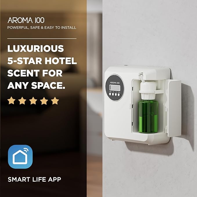 Waterless Diffuser Include Essential Oil, APP Control, Hotel Scent Diffuser Kit for Home Cover 2000sq.ft, Nebulizer Nano Cold Air Freshener Smart Aromatherapy Diffusers for Large Room, Office - White