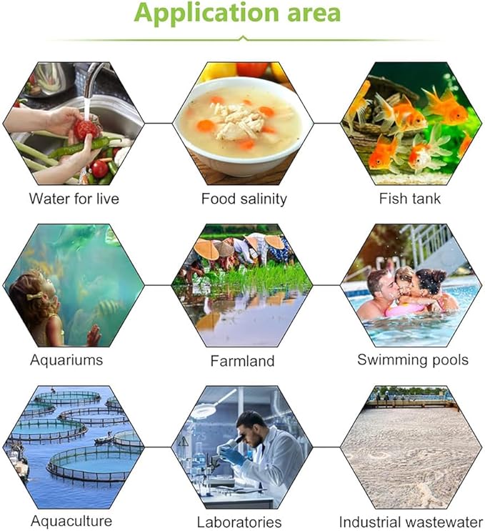 Professional Water Quality Tester, 7-in-1 PH, TDS, Temperature, EC, Salinity, SG, ORP Meter, Waterproof Smart Digital Monitor, for Drinking Water, Swimming Pool, Aquariums