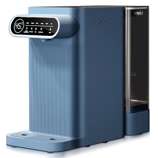5-in-1 Countertop Reverse Osmosis Water Filter System with UV, 5-Stage Filtration, Portable Instant Hot Water, No Installation, Adjustable Temperature and Volume, 3:1 Pure to Drain Water Machine