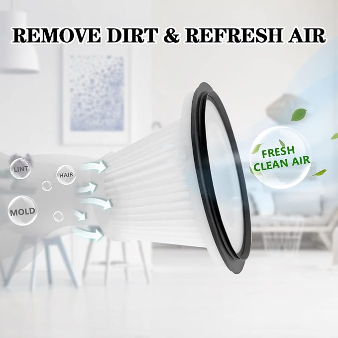 Replacement for BLACK & DECKER Hand Vacuum Filter compatible with VF200SP BDH2000SL/BDH1800S Vacs, Replace Part # 90543043-01, 4 * Black Decker vacuum filters, 1 Cleaning Brush By Improvedhand - AquaVibe
