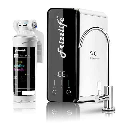 Frizzlife RO Reverse Osmosis Water Filtration System, 600 GPD High Flow, Tankless, Alkaline Mineral PH, with MWT3 Mini Tank, with IMC-1 Ice Maker Kit