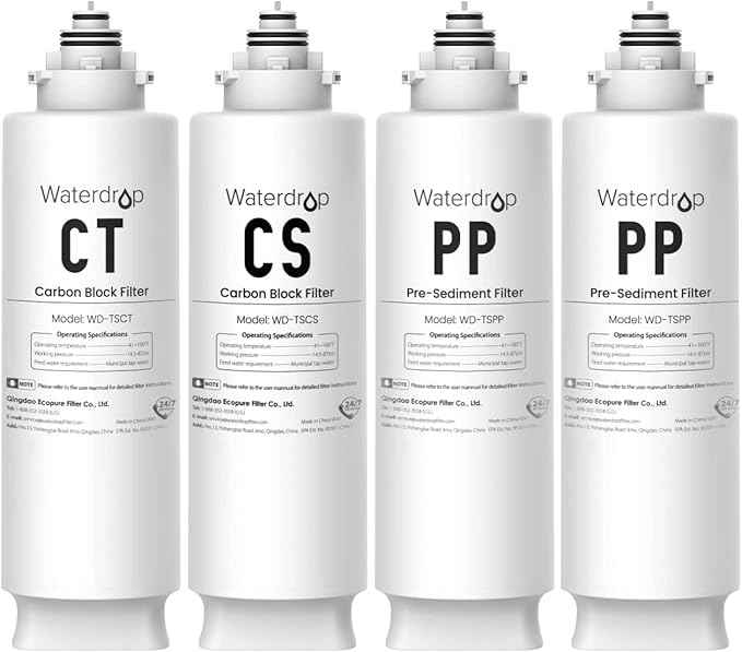 Waterdrop Undersink Replacement Water Filter Compo Pack, 2PP+CT+CS