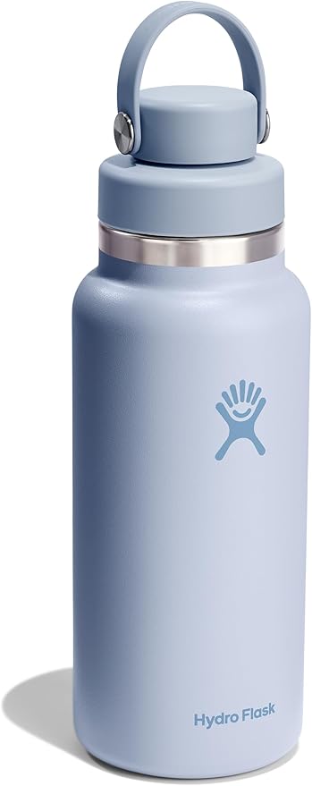 Hydro Flask Water Bottle - Insulated Stainless Steel - Wide Mouth Chug Lid, Non Spill, Leakproof in 32 Oz Surf Blue