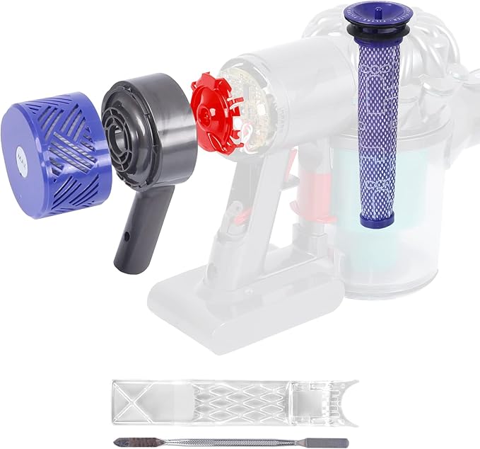 Motor Rear Cover + Pre&Post HEPA Filter Set Compatible with Dyson V6 DC58 DC59 DC62 DC72 DC74 SV03 SV04 SV05 SV06 SV07 SV08 SV09 Vacuum Cleaner Upgrade Filter Replacement Parts - AquaVibe