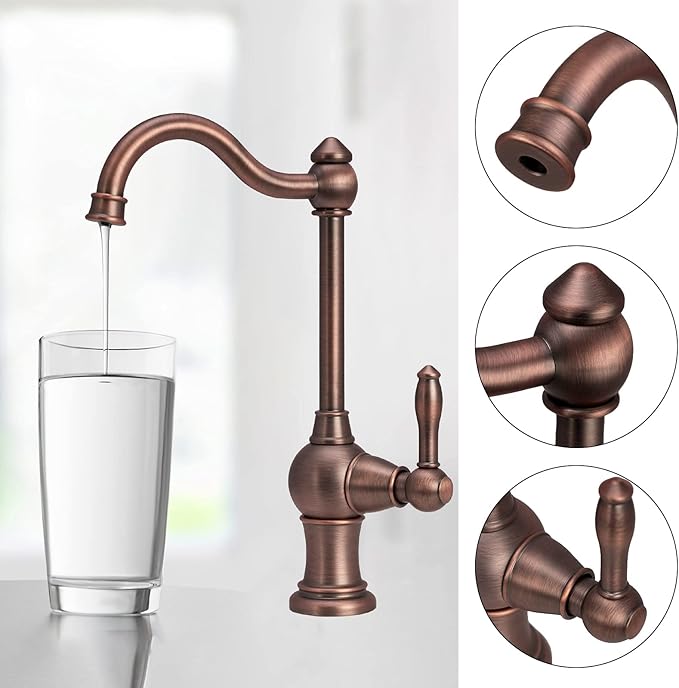 Akicon Brass Kitchen Faucet Drinking Water, Fits Most RO Units or Filtration Systems, Non-Air Gap, Cold Water Only (Antique Bronze)