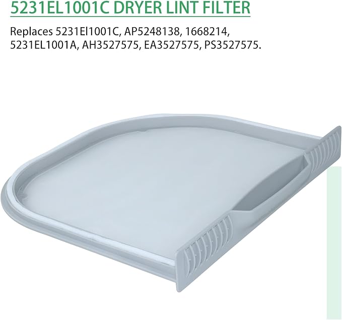 5231El1001C Dryer Lint Screen Filter Replacement with Dryer Cleaner Vent Lint Brush Replaces 5231EL1001A, 5231EL1001C, AP5248138, 1668214, AH3527575, EA3527575, PS3527575, EAP3527575